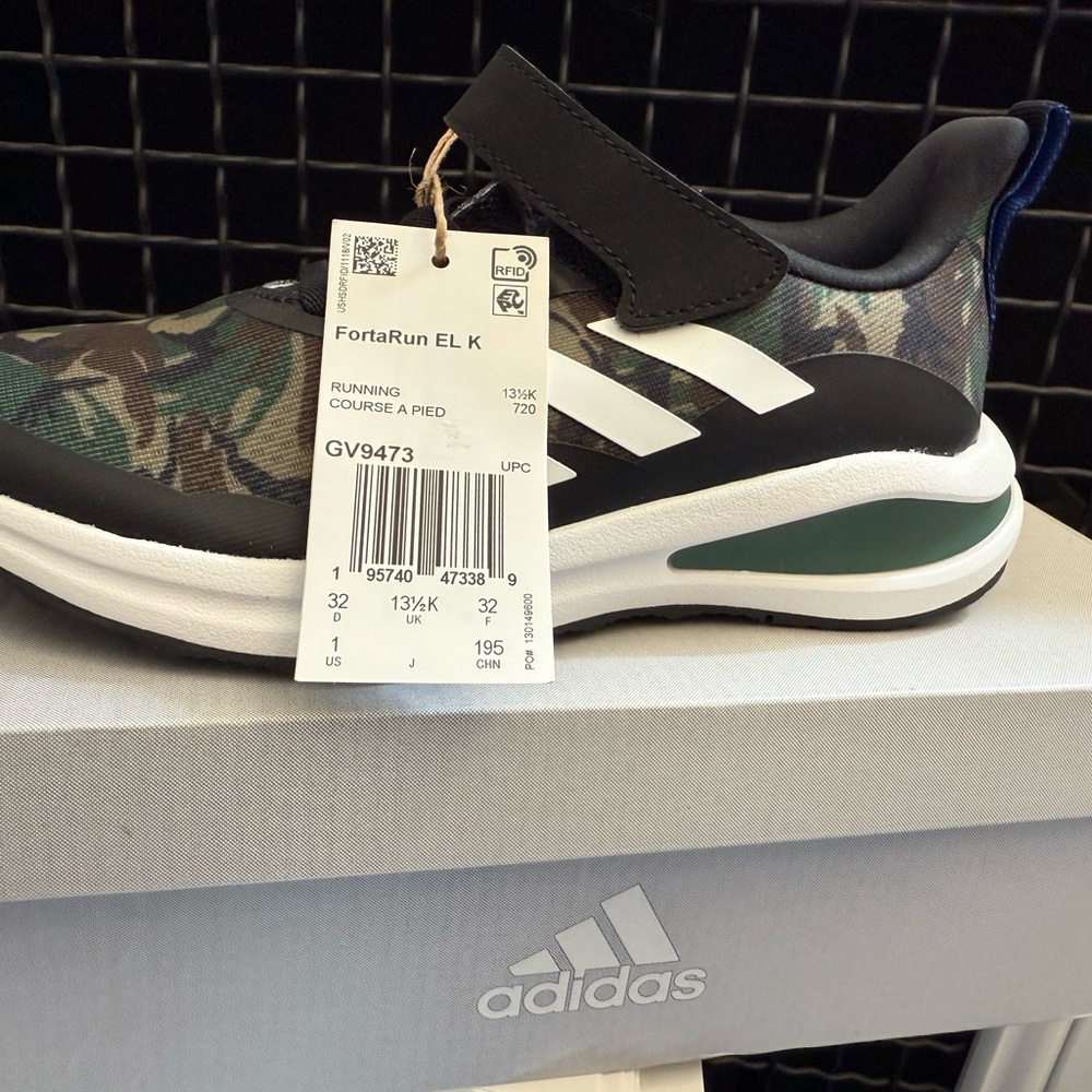 Adidas Green and White Camouflage Sneakers